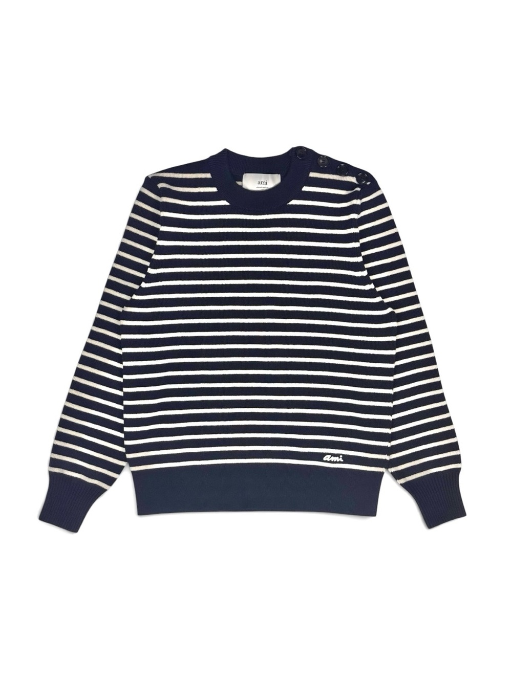 ⁠NWOT AMI Paris Sailor Striped Button Sweater L